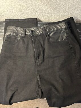 LOFT Black Ponte Jeans with Faux Leather Waistband